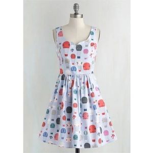 Modcloth Colorful Balloon Print Flared Lined Dress